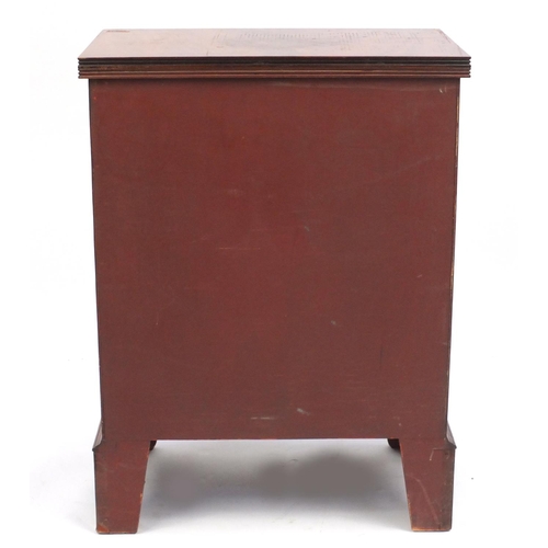 7 - Mahogany batchelor's chest with fold over top above three drawers, 80cm H x 59cm W x 35cm D