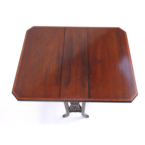 24 - Edwardian cross banded mahogany Sutherland table, 58cm high