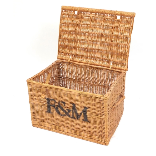 81 - Fortnum and Mason wicker basket, 45cm H x 67cm W x 50cm D