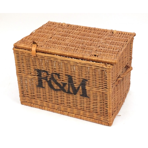 81 - Fortnum and Mason wicker basket, 45cm H x 67cm W x 50cm D