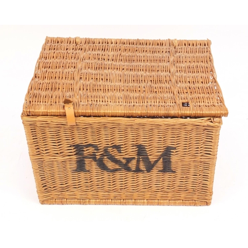 81 - Fortnum and Mason wicker basket, 45cm H x 67cm W x 50cm D