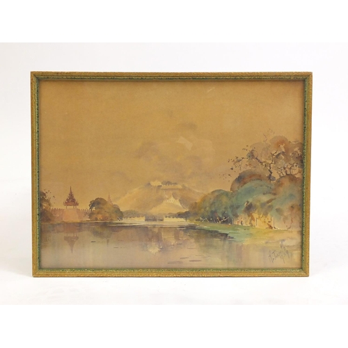 22 - Two watercolour landscape scenes, each framed, the largest 38cm x 28cm