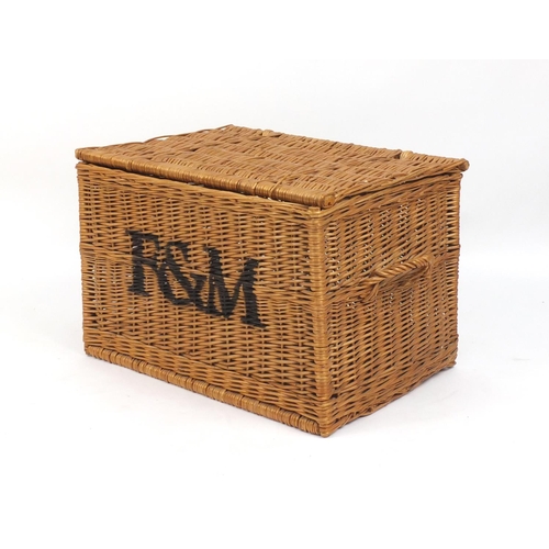 81 - Fortnum and Mason wicker basket, 45cm H x 67cm W x 50cm D