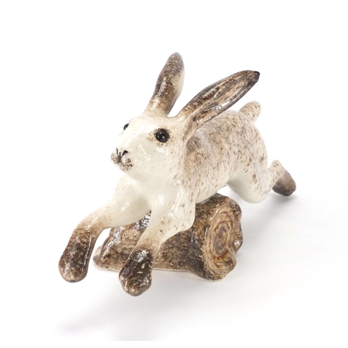 2074 - Winstanley hand painted pottery hare, 31cm in length