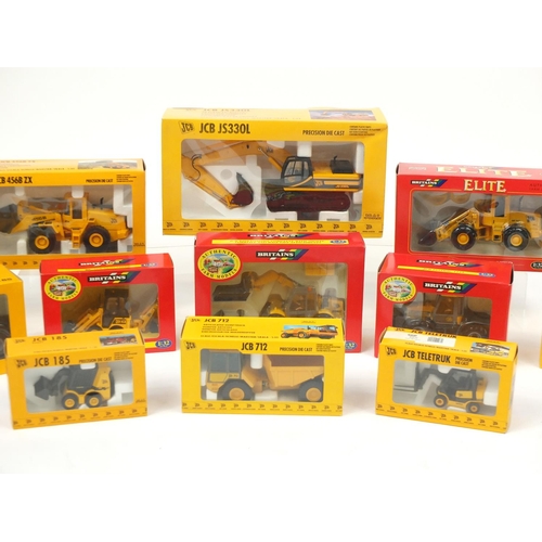 2235 - Britain's and Joal die cast construction vehicles, with boxes including JS330L, Fastrac 1135 and Tra... 
