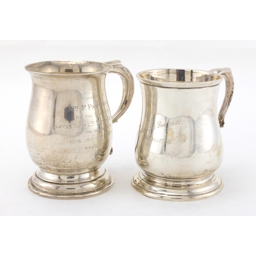 2475 - Two silver tankards, Birmingham and London hallmarks, the largest 10.5cm high, approximate weight 46... 