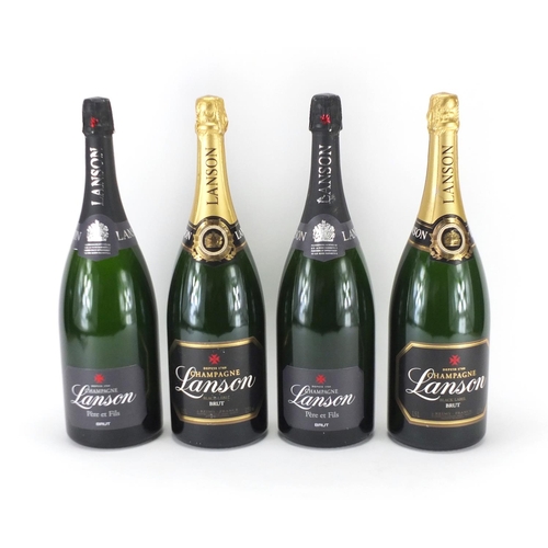 2087 - Four Lanson dummy magnum champagne bottles