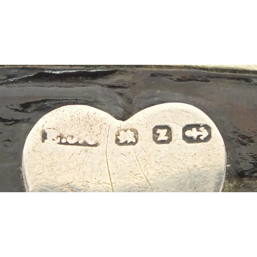 2562 - Leather crocodile skin effect vesta with silver love heart cartouche, 5.5cm high