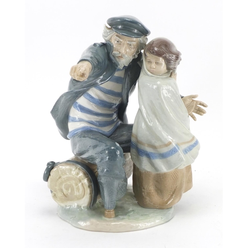 2166 - Large Nao figure group of a fisherman and his daughter, 31.5cm high