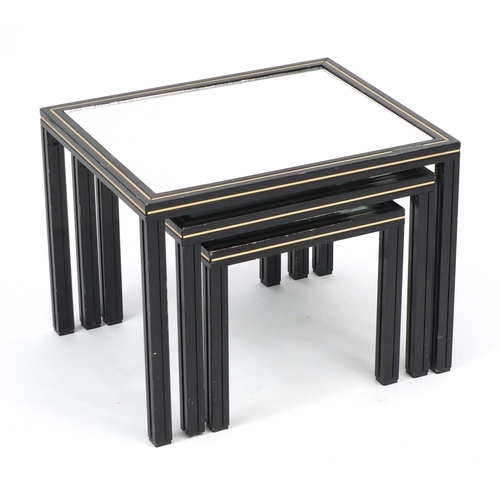 2016 - Nest of three occasional tables with mirrored tops by Pierre Vandel, the largest 38.5cm H x 50cm W x... 