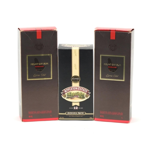 2116 - Two bottles of Mount Gay Rum and Appleton Estate Jamaica Rum, all with boxes