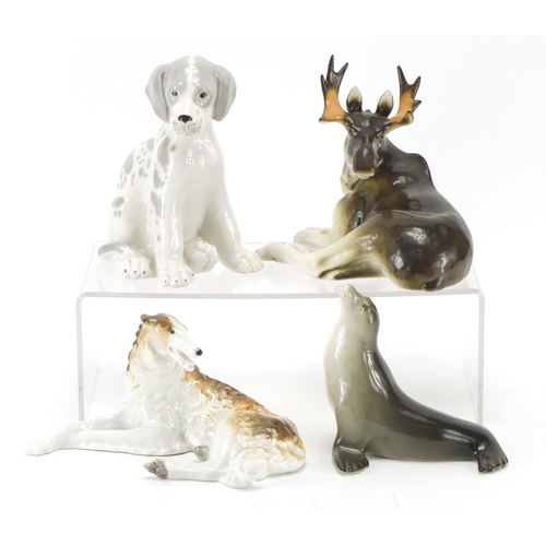 2119 - Four USSR animals including an Afghan hound, the largest 17.5cm high