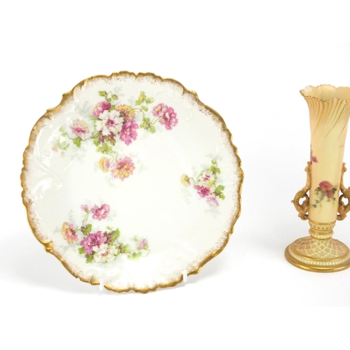 157 - Victorian and later china including Limoges plate, Royal Worcester blush ivory vase and Imari plate