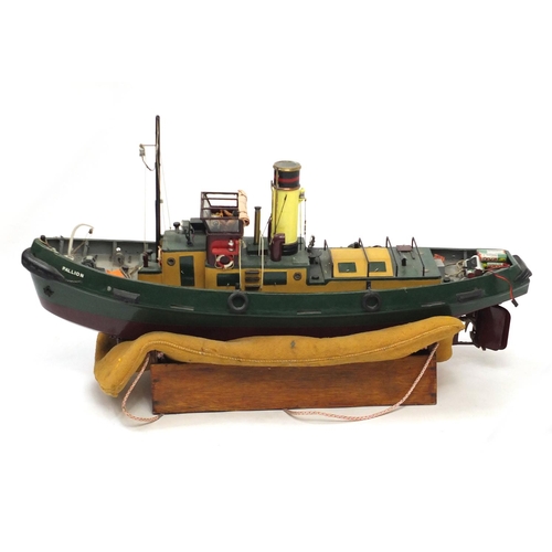 2391 - Large wooden electric remote control fishing boat - Pallion, 85cm in length