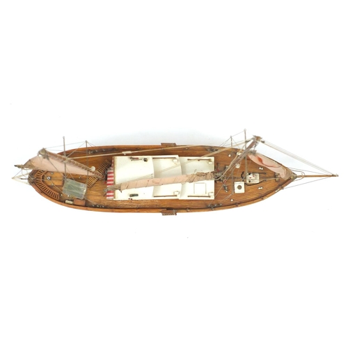 2393 - Large wooden electric remote control sailing boat - Bruma, 81cm in length
