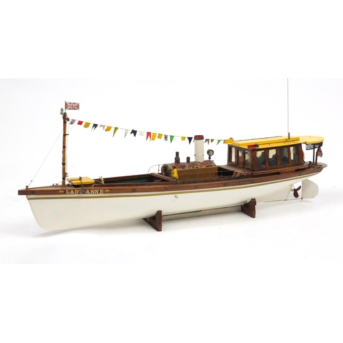2397 - Large wooden electric remote control fishing boat - Lady-Anne, 100cm in length