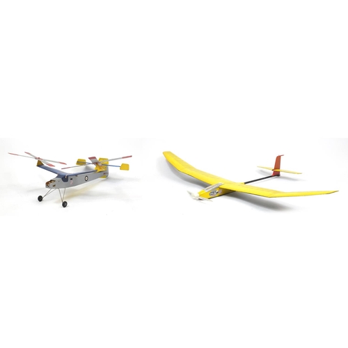 2410 - Two large remote control aeroplanes, the largest 186cm wing span