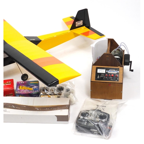 2406 - Large petrol remote control aeroplane with two controllers and receivers, four engines and a starter... 