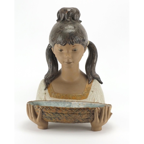 2283 - Large Lladro bust of a young girl with a bowl, 42cm high