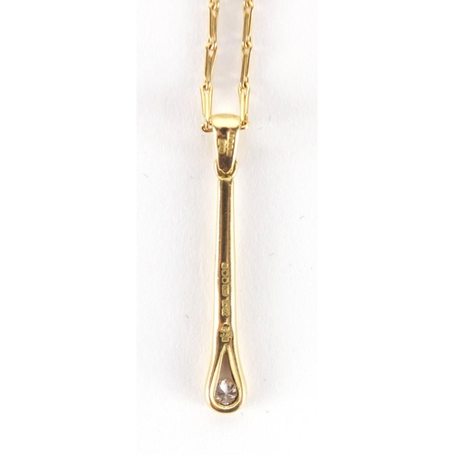 2627 - Designer 18ct gold diamond pendant on 18ct gold necklace, stamped IDM, the pendant 3.5cm in length, ... 