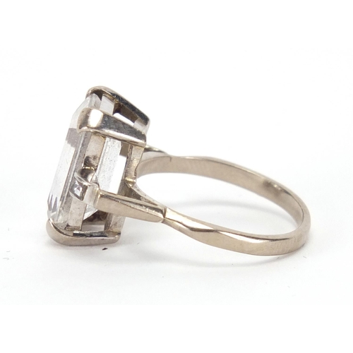 2643 - Platinum clear stone ring with diamond shoulders, size N, approximate weight 6.0g