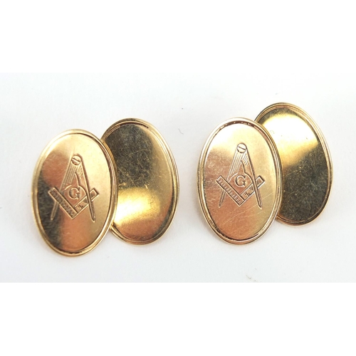 2649 - Pair of 9ct gold Masonic interest cuff links, approximate weight 6.0g