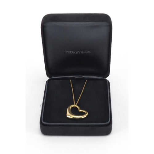 2608 - Tiffany & Co 18ct gold love heart pendant on chain, designed by Esla Peretti, approximate weight 10.... 