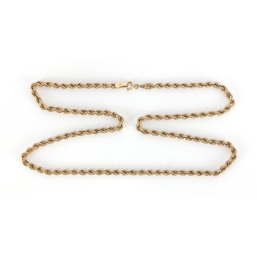 2629 - 9ct gold rope twist necklace, 47cm in length, approximate weight 4.2g