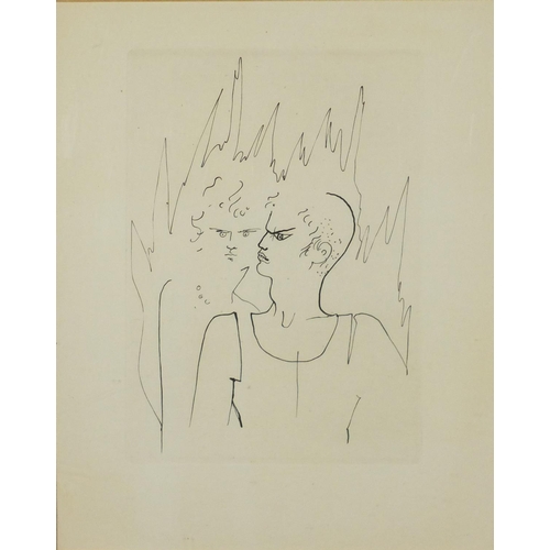 2096 - Jean Cocteau - Le Bal, 1950's etching, limited edition 153/220, inscribed verso, mounted and framed,... 