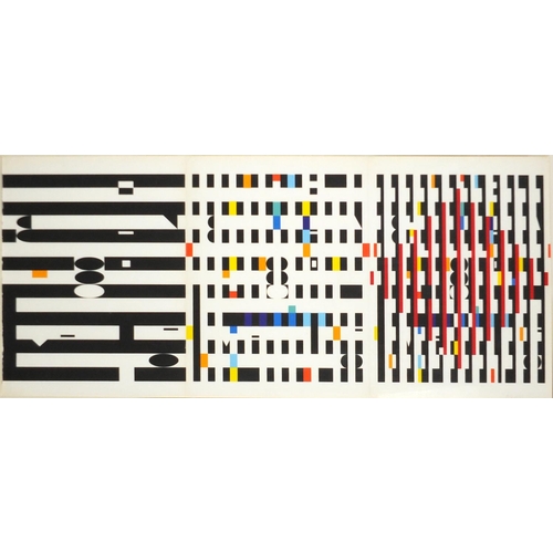 2387 - Yaacov Agam - Abstract composition, 1970's pencil signed serigraph, mounted and framed, 71.5cm x 31.... 