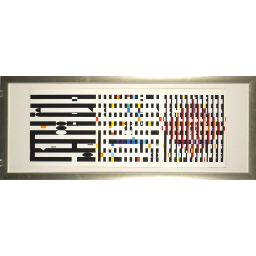 2387 - Yaacov Agam - Abstract composition, 1970's pencil signed serigraph, mounted and framed, 71.5cm x 31.... 