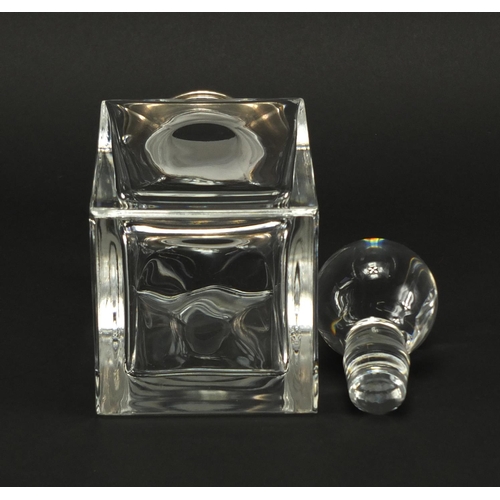 2102 - Cut glass decanter with silver collar, modern Birmingham hallmarks, 25.5cm high