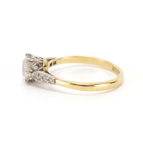 2624 - 18ct gold and platinum diamond solitaire ring, size K, approximate weight 2.1g
