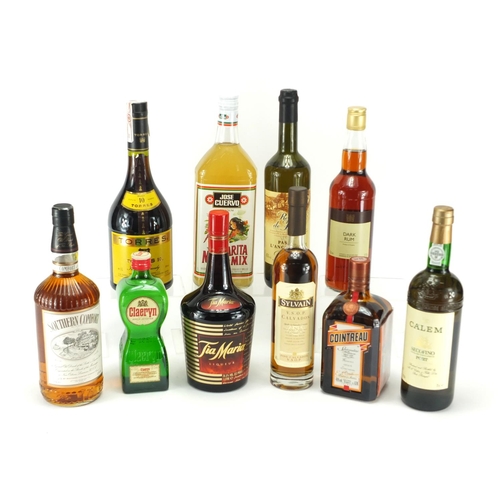 2228 - Ten bottles of alcohol including 1L bottle of Southern Comfort, Cointreau, Sylvain Vsop Slavados and... 