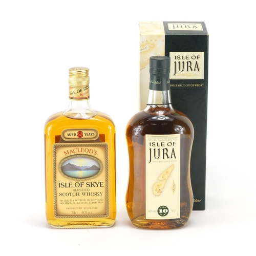 2118 - Two bottles of whisky, Macleod's Isle of Skye aged eight years and Isle of Jura aged ten years with ... 
