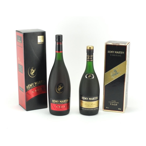 2168 - Two bottles of Rémy Martin fine champagne cognac with boxes, 1L and 70cl