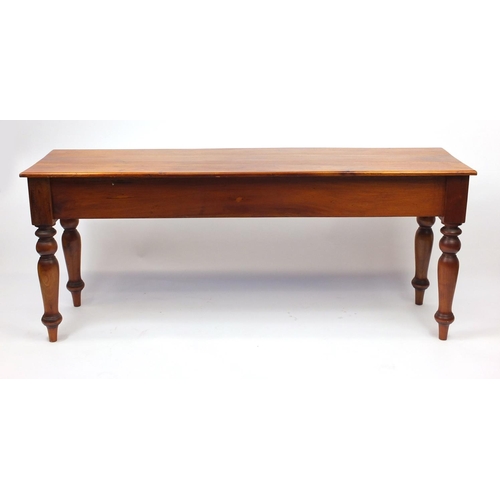 25 - Pine console table fitted with five drawers, 75cm H x 180cm W x 49cm D
