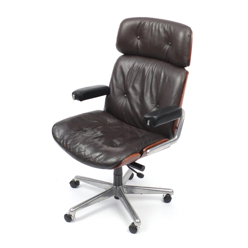 8 - Eames style brown leather office chair