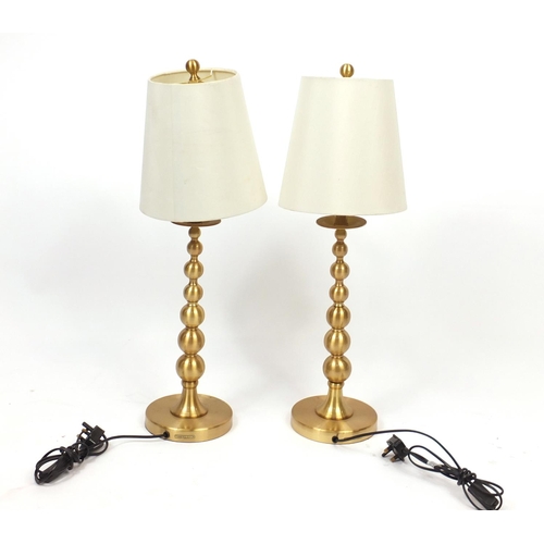 115 - Pair of Lauren gilt metal table lamps with shades, 73cm high