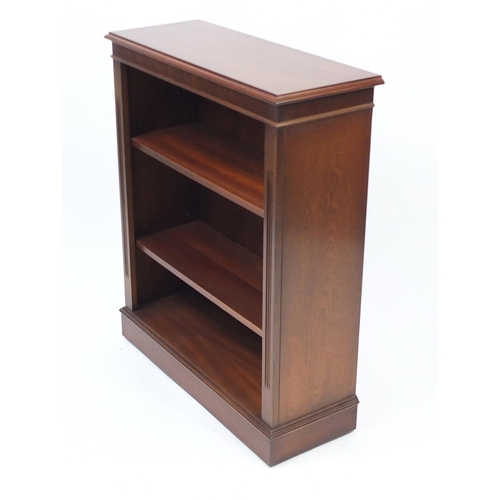 30 - Inlaid mahogany open bookcase fitted with two adjustable shelves