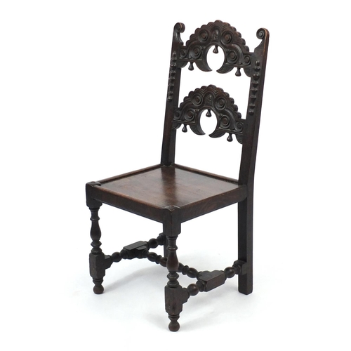 36 - Antique carved oak hall chair