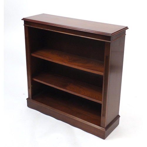 29 - Inlaid mahogany open bookcase fitted with two adjustable shelves, 93cm H x 91cm W x 30cm D (OPTION)