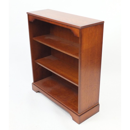 92 - Mahogany open bookcase fitted with two shelves, 97cm H x 84cm x W x 34cm D