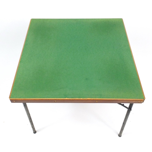 122 - Folding card table with green beize top, 81cm square