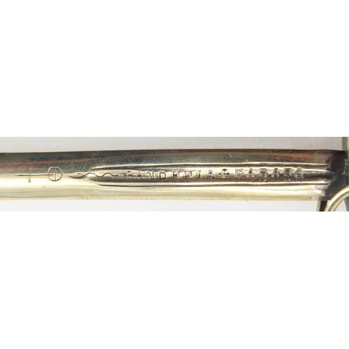 2561 - Military interest sword design letter opener the blade engraved Andrria Farara, 21.5cm in length
