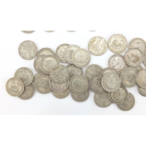 2584 - British pre decimal pre 1947 shillings, approximate weight 530.0g