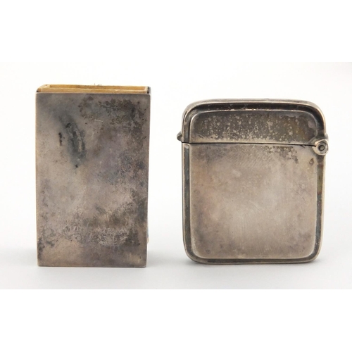 2490 - Silver objects comprising a Victorian buckle with cherubs and swans, rectangular vesta and matchbox ... 