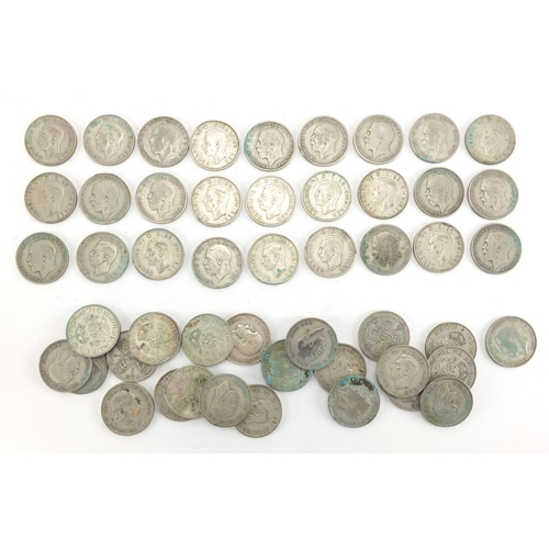 2589 - British pre decimal pre 1947 florins and two shillings, approximate weight 525.0g