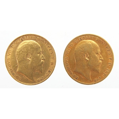 2597 - Two Edward VII gold half sovereigns, 1906 and 1909