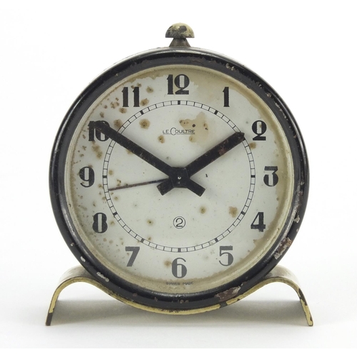 2126 - Vintgae LeCoultre travel alarm clock, 8cm high